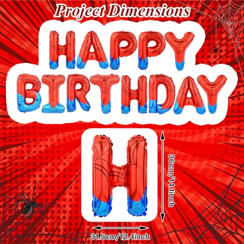 AXBMM Spider Themed Happy Birthday Banner Party Decorations Kit with Spider Balloons Colorful Superhero Backdrop Supplies for Boys Kids Indoor Outdoor Celebration Themed Party EssentialsSpider BlueRed - Image 5