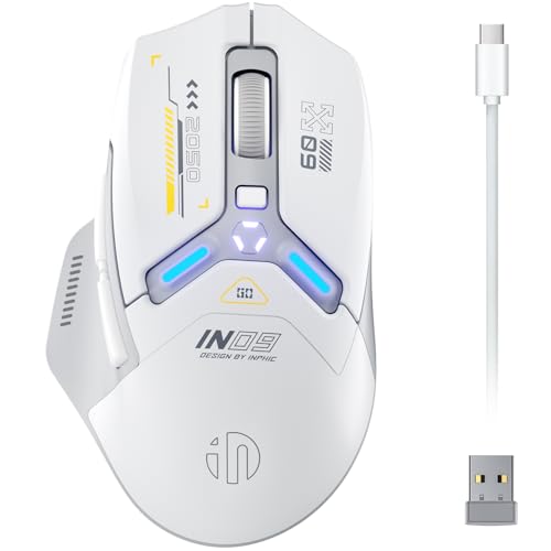 INPHIC IN9 Wireless Gaming Mouse Real TriMode 24G WirelessTypeC WiredBluetooth Mouse 10k DPl Fully Programmable RGB Lighting Hyperspeed Rechargeable Wireless Mouse for Laptop PC Computer Mac - Image 1
