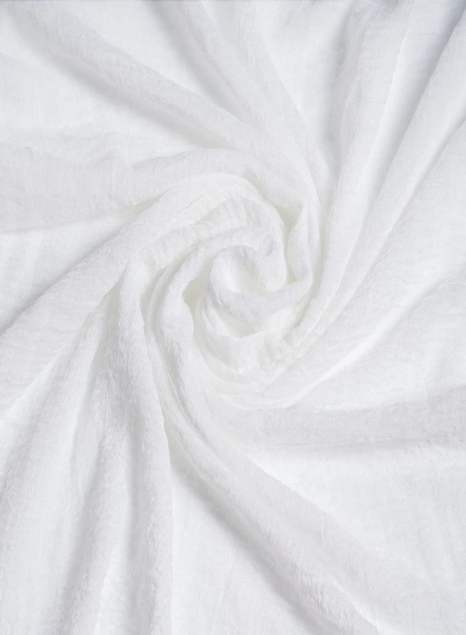 ووب وشاح طويل ناعم من مزيج القطن المجعّد بنمط عتيق للنساء، مناسب للشاطئ (أبيض) - Image 5