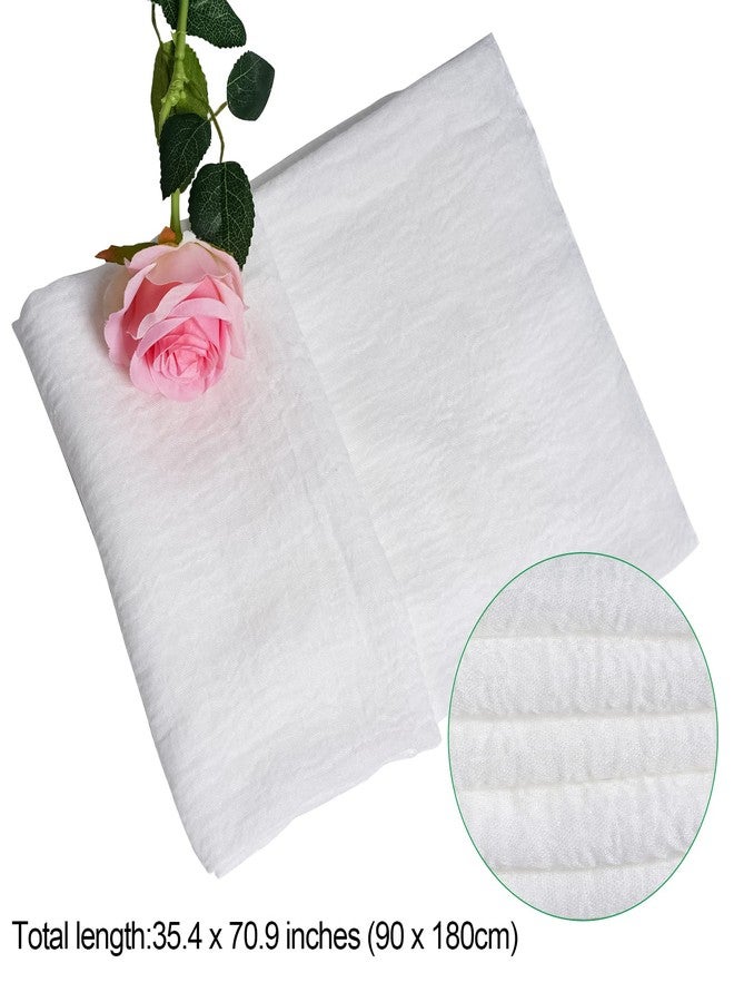 ووب وشاح طويل ناعم من مزيج القطن المجعّد بنمط عتيق للنساء، مناسب للشاطئ (أبيض) - Image 2