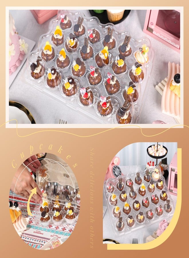 LOKQING Mini 24 Count Cupcake Containers 15 Pack with 360 Pack Cupcakes Liners, Plastic Cupcake Holder, Stackable Mini Cupcake Boxes Carrier, Clear Disposable Cupcake Trays, High Dome - Image 4
