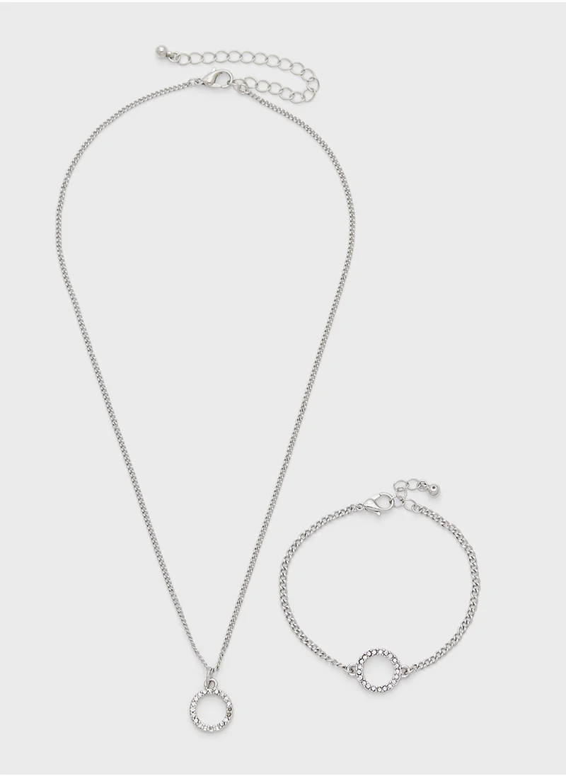ELLA Diamante Pendant Necklace & Bracelet Set