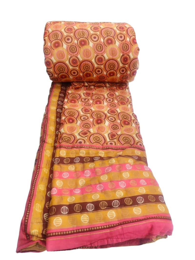 ans Original Jaipuri Razai King Size Double Bed 220x240 cm Pure Cotton Handblock Gold Print Super Soft Traditional Design Authentic Comfortable Quilt - Image 1