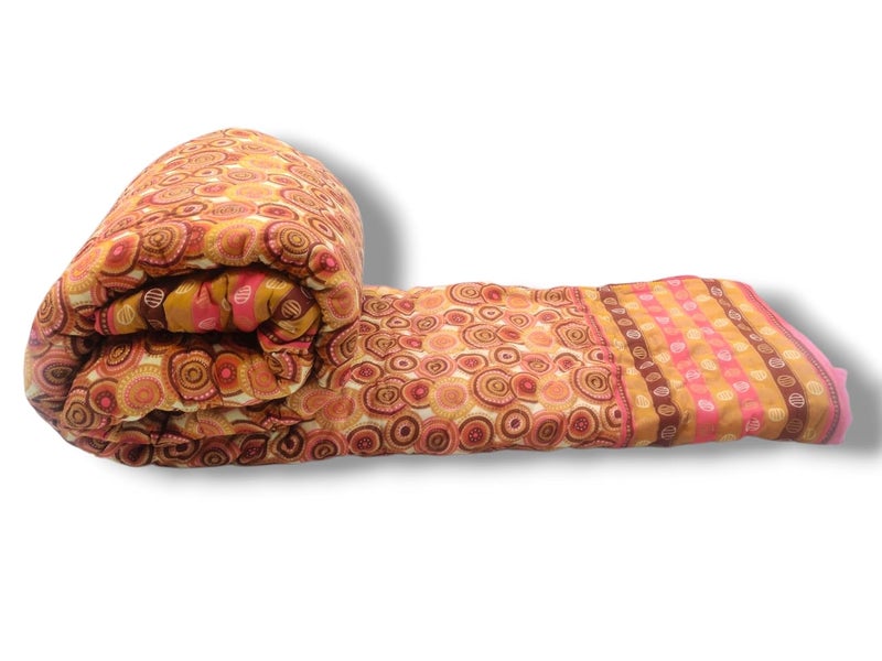 ans Original Jaipuri Razai King Size Double Bed 220x240 cm Pure Cotton Handblock Gold Print Super Soft Traditional Design Authentic Comfortable Quilt - Image 3