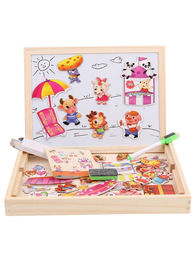 ألغاز خشبية مغناطيسية تعليمية للأطفال - متعة الحيوانات/الحروف - Image 2