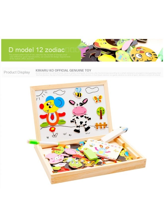 ألغاز خشبية مغناطيسية تعليمية للأطفال - متعة الحيوانات/الحروف - Image 3