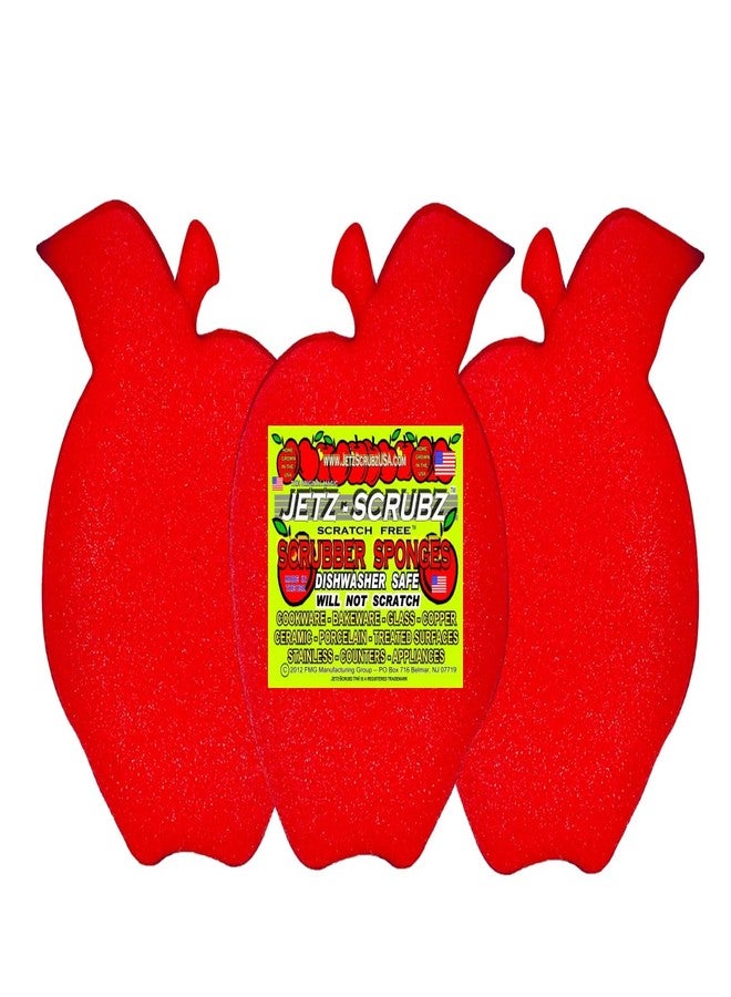 Jetz-Scrubz® Apple Shaped Kitchen Scubber Sponge, Pack of 3 - Image 1