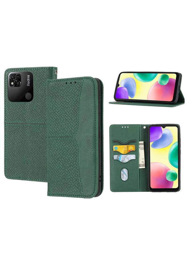 Case For Xiaomi Redmi 12C Woven Texture Stitching Magnetic Leather Phone Case