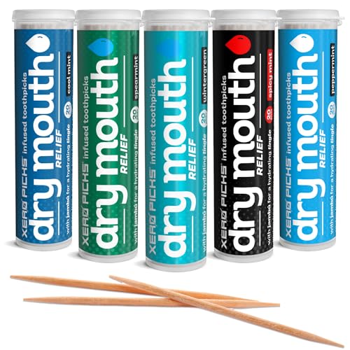 XERO PICKS Xero Picks Infused Tooth Picks for LongLasting Fresh Breath Dry Mouth Prevention 20 Picks Variety Mints 5 PackSpearmint Cool Mint Wintergreen Peppermint Spicy Mint