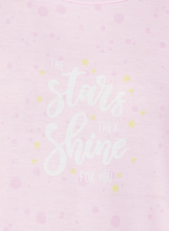 Styli Ruffle Sleeve Slogan Print Sleep T-Shirt Dress - Image 3