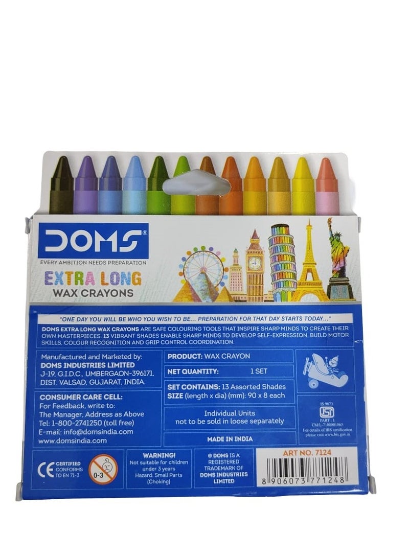 دومس-أقلام شمع طويلة جدًا 12 قطعة. أقلام الشمع + 1 قطعة. قلم تلوين فضي - Image 2