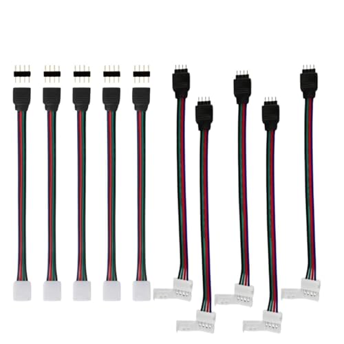 SNOOGG 10 Pack of 4 pin RGB Female and Male Needle pins Connector Other end 4 pins led Strip connectors 5 Piece of Each for Power Source and Extension of Flexible led Strips - Image 1