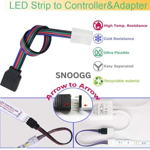 SNOOGG 10 Pack of 4 pin RGB Female and Male Needle pins Connector Other end 4 pins led Strip connectors 5 Piece of Each for Power Source and Extension of Flexible led Strips - Image 3