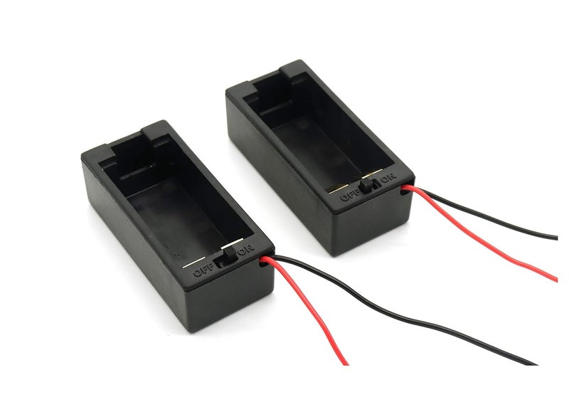 Electronicspices حامل بطارية 9 فولت (عبوة من 2) مع مفتاح تشغيل وإيقاف غطاء أسود أسلاك توصيل - Image 2