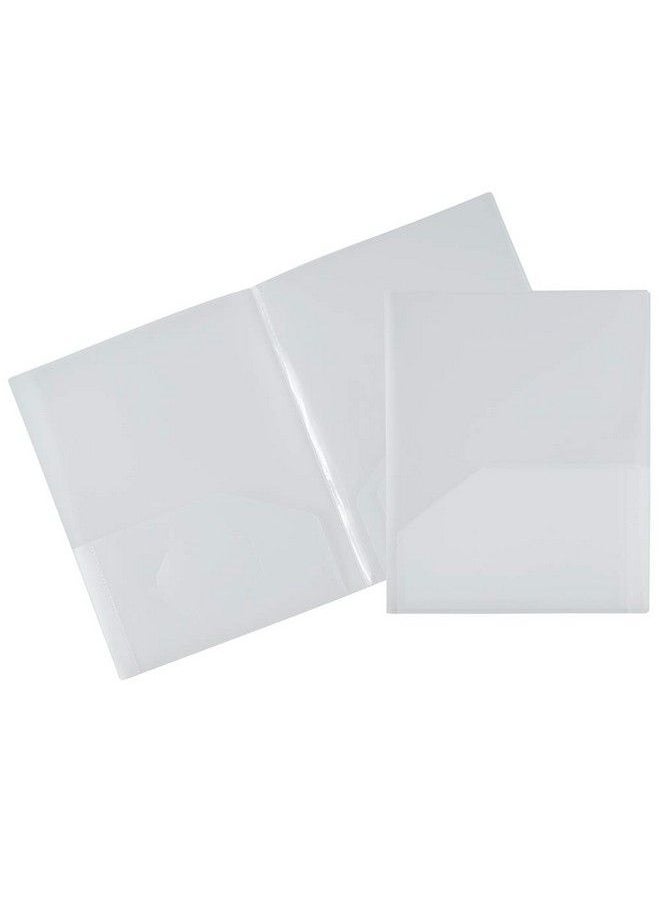 JAM Paper Heavy Duty Plastic Multi Pocket Folders 4 Pocket Organizer Clear 2 Pack  - Image 3