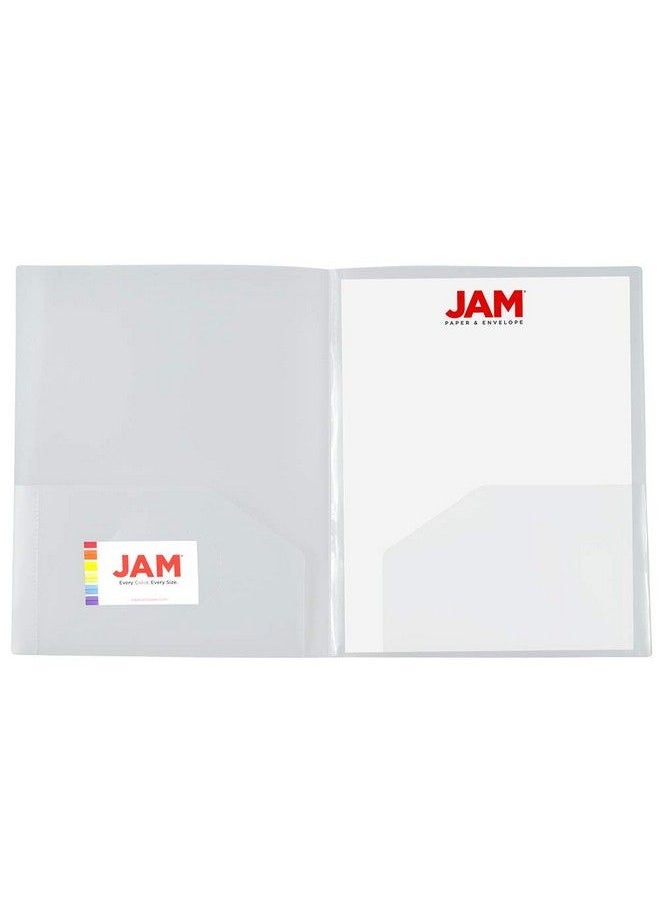 JAM Paper Heavy Duty Plastic Multi Pocket Folders 4 Pocket Organizer Clear 2 Pack  - Image 5
