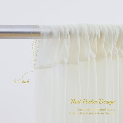 PARTISKY ستارة خلفية من التول العاجي 10x10 قدم مع أضواء خيط للحفلات، ستائر خلفية شفافة لحفلات الزفاف، حفلات استقبال الأطفال، حفلات عيد الميلاد، وزينة جلسات التصوير. - Image 5