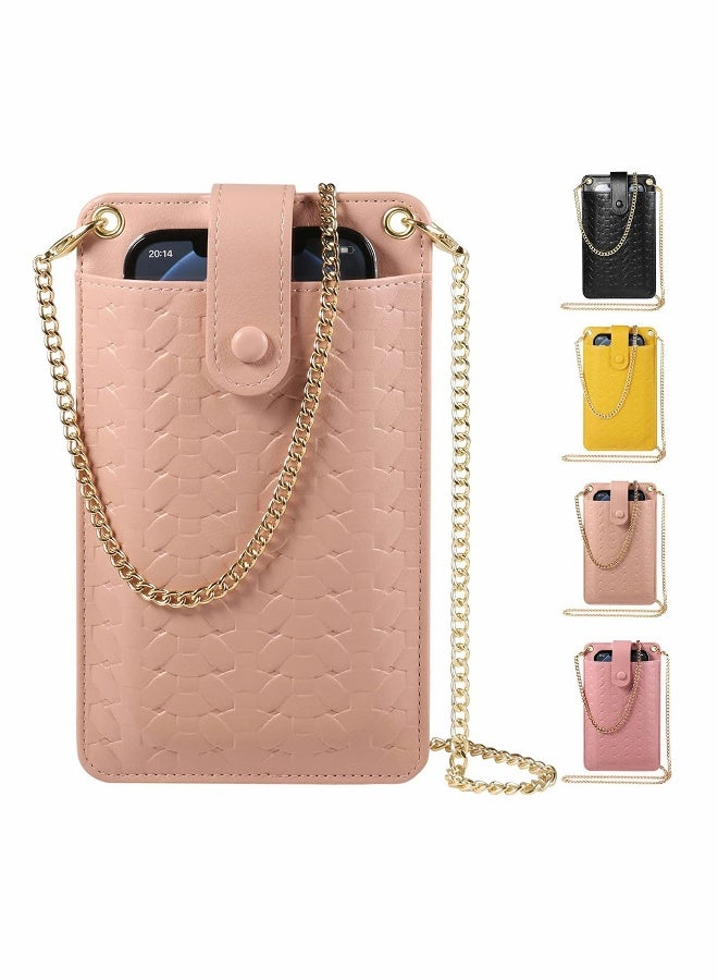 حقيبة هاتف محمول صغيرة عبر الجسم مع جيب بطاقات لهاتف آيفون 13 12 11 برو ماكس XR (وردية) - Image 1