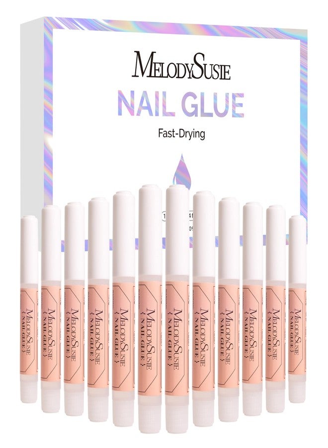 MelodySusie Nail Glue for Acrylic Nails Press on Nails Super Strong and Long Lasting Nail Glue for Adhesive Bond False Nails with Easy Application, 0.07oz 12pcs - Image 1