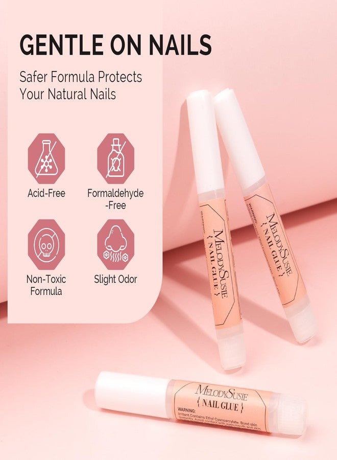 MelodySusie Nail Glue for Acrylic Nails Press on Nails Super Strong and Long Lasting Nail Glue for Adhesive Bond False Nails with Easy Application, 0.07oz 12pcs - Image 2
