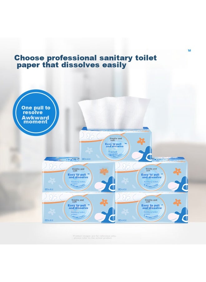 CS Jierou Pull-out Toilet Paper, 4-ply, 80 Sheets*10 Packs, Dissolving Toilet Paper, Alternative To Roll Paper For Wiping Bottom - Image 1