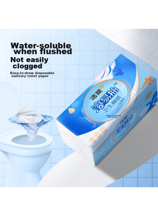CS Jierou Pull-out Toilet Paper, 4-ply, 80 Sheets*10 Packs, Dissolving Toilet Paper, Alternative To Roll Paper For Wiping Bottom - Image 2