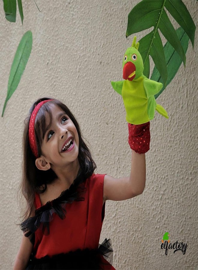 Elfactory Animal Hand Puppet for Kids - Educational Storytelling Interactive Plush Animal Hand Puppet for Learning (4-8 inches) (Parrot) - Image 4