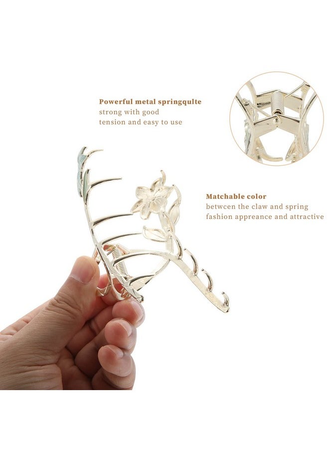 HAIMEIKANG - Aimeikang 3 Pcs Flower Metal Hair Clips For Women Large Tulip Hair Claw Clips Non Slip Strong Hold Jaw Clips Fashion Hair Accessories For Thick Thin Curly Hair(White+Blue+Pink) - Image 1