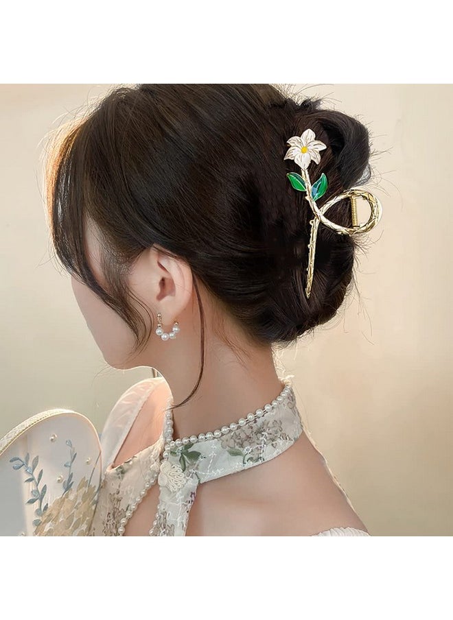 HAIMEIKANG - Aimeikang 3 Pcs Flower Metal Hair Clips For Women Large Tulip Hair Claw Clips Non Slip Strong Hold Jaw Clips Fashion Hair Accessories For Thick Thin Curly Hair(White+Blue+Pink) - Image 1