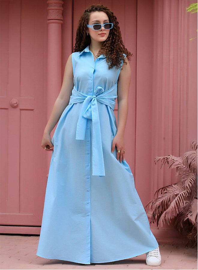 Ship Master Sleeveless Summer Dress with Waist Tie – Chic and Comfy Look  - Image 1