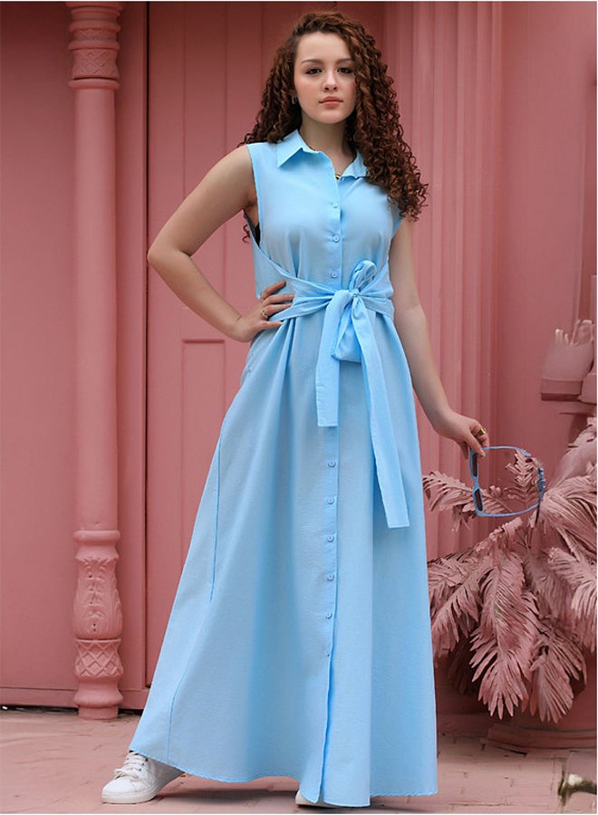 Ship Master Sleeveless Summer Dress with Waist Tie – Chic and Comfy Look  - Image 2