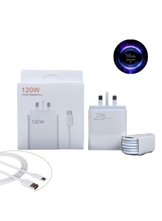 120W Hypercharge Type A Charger Fit for Redmi Note 15 14 13 12 11 Pro+ 5G for POCO Redmi Xiaomi 17 17T 15T 14T 13T 13 12T Pro; for POCO F8 F7 Ultra F8 F7 X7 F6 Pro; Mi Pad USB-C power cord - Image 1