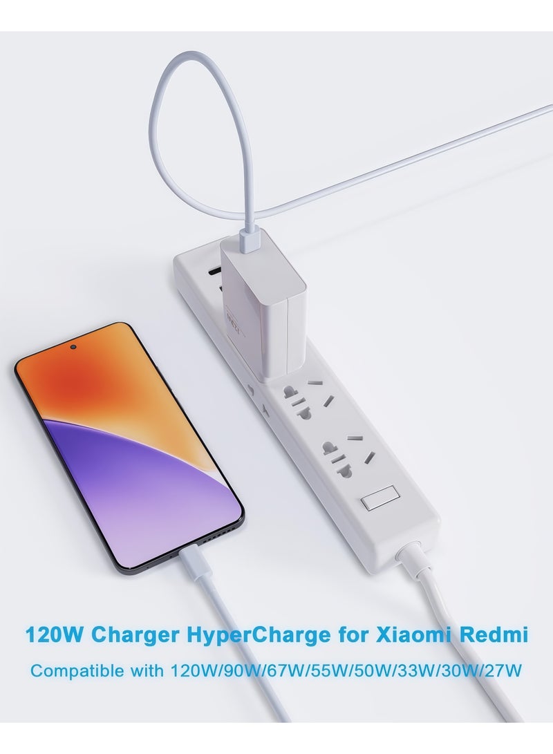 120W Hypercharge Type A Charger Fit for Redmi Note 15 14 13 12 11 Pro+ 5G for POCO Redmi Xiaomi 17 17T 15T 14T 13T 13 12T Pro; for POCO F8 F7 Ultra F8 F7 X7 F6 Pro; Mi Pad USB-C power cord - Image 2