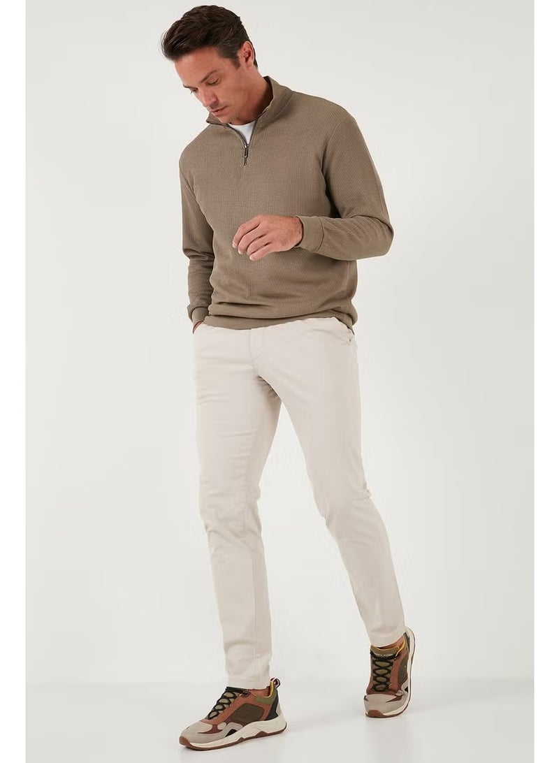 Buratti Cotton Regular Fit Half Zipper Stand Collar Sweat Men's Sweat 5905716 - Image 3