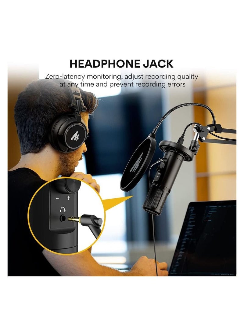 Maono - PM422 Condenser USB Microphone, Professional Studio Recording Mic with 1-Touch Mute and Mic Gain Knob for PC, Singing, Podcast, Gaming, YouTube - Image 1