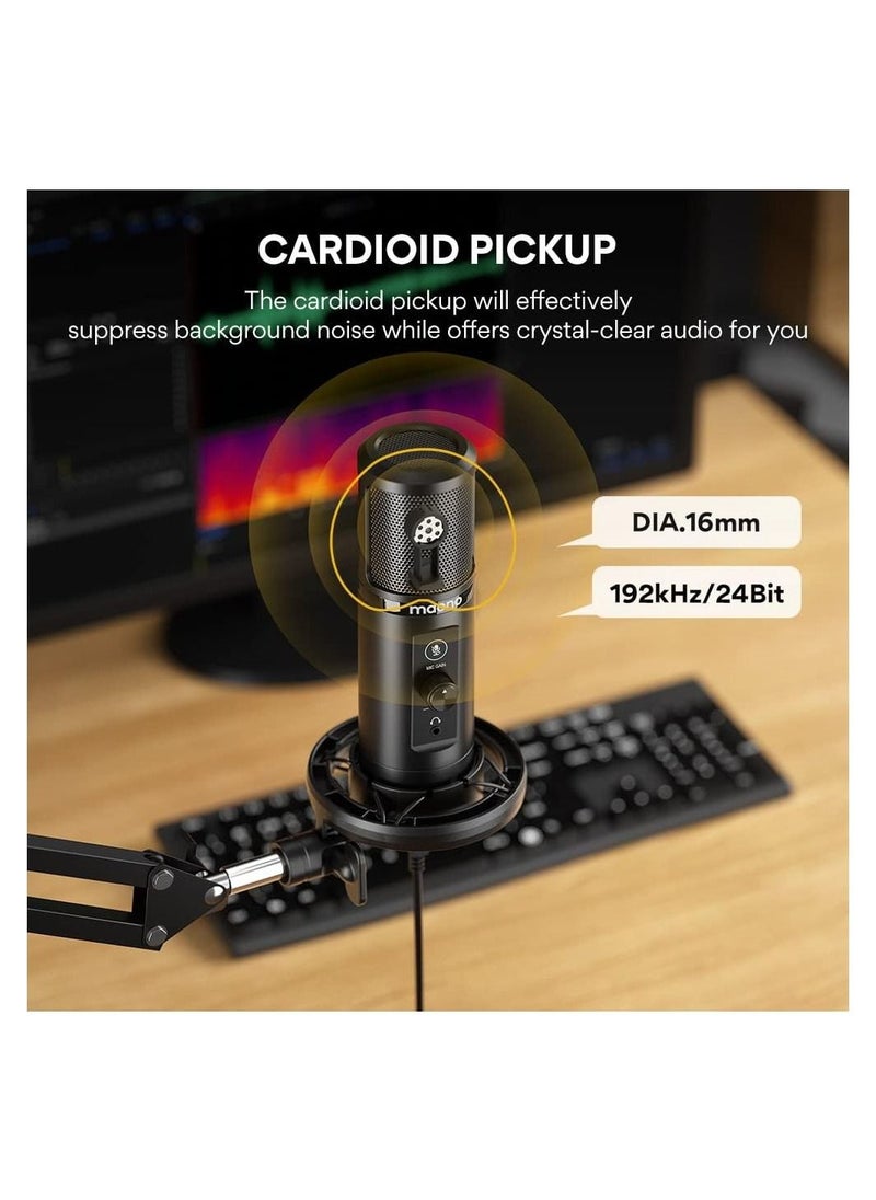 Maono - PM422 Condenser USB Microphone, Professional Studio Recording Mic with 1-Touch Mute and Mic Gain Knob for PC, Singing, Podcast, Gaming, YouTube - Image 1