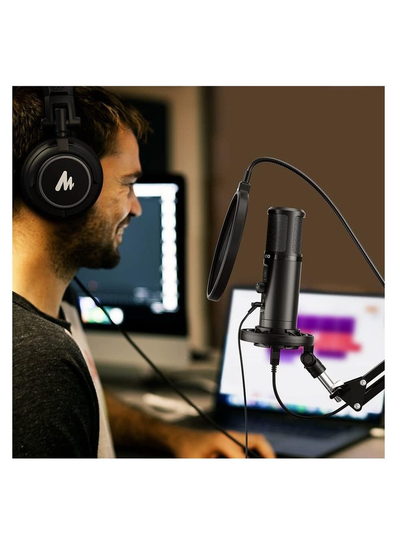 Maono - PM422 Condenser USB Microphone, Professional Studio Recording Mic with 1-Touch Mute and Mic Gain Knob for PC, Singing, Podcast, Gaming, YouTube - Image 1
