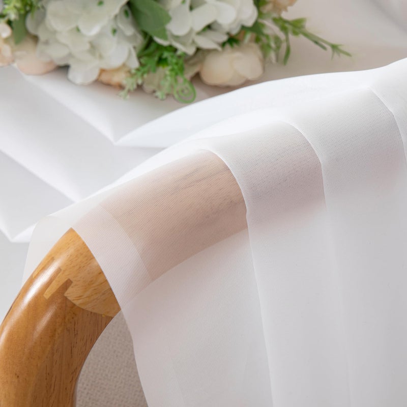 Simplebrand Sheer White Curtains 96 Inches Long, Light Filtering Rod Pocket Solid Color Window Sheer Curtain Panels, Elegant Curtains & Drapes for Living Room, Bedroom 2 Panels (White, 42" W x 96" L) - Image 4