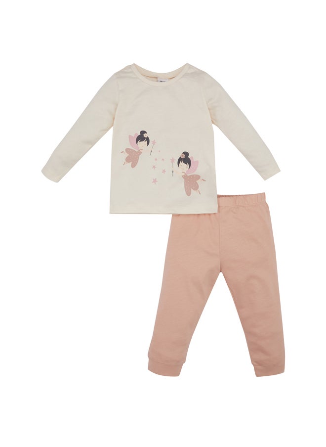 DeFacto - Babygirl Regular Fit Bike Neck Long Sleeve Knitted Pyjamas - 2 Pieces - Image 1