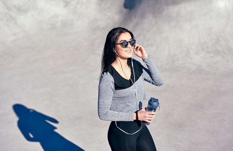 Smartshake Slim Protein Shaker Bottle With Storage 400ml to 500ml Leakproof BPA Free Small Protein Shake Bottles Smart Shaker Cup for Women Men Neon Blue - Image 3