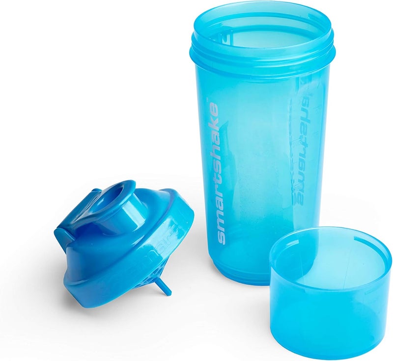Smartshake Slim Protein Shaker Bottle With Storage 400ml to 500ml Leakproof BPA Free Small Protein Shake Bottles Smart Shaker Cup for Women Men Neon Blue - Image 2