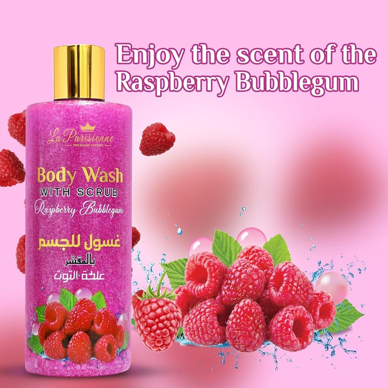 ECOLYTE+ La Parisienne Premium Body Wash with Scrub - Raspberry Bubblegum Scent, 500 ml - Image 3