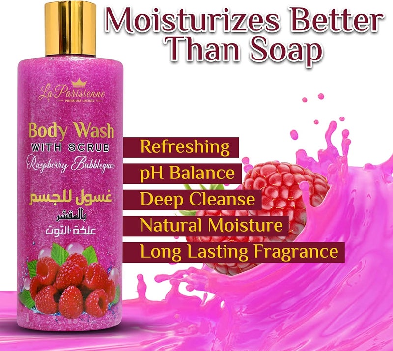 ECOLYTE+ La Parisienne Premium Body Wash with Scrub - Raspberry Bubblegum Scent, 500 ml - Image 4