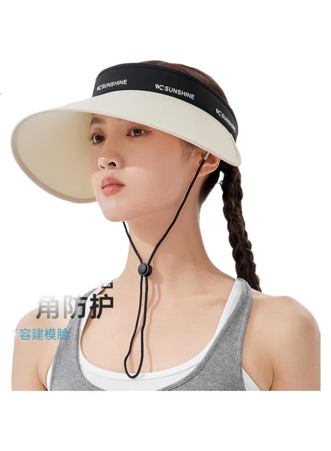 Vvc Sun Protection Hat Women Summer Uv Protection Sun Hat Face Shield Sun Hat Big Brim Cycling Cap Creamy Beige - Image 2