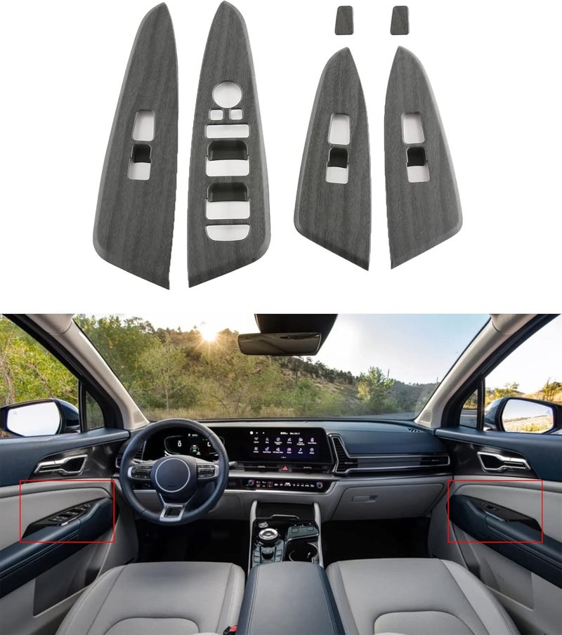 Kadore for 2023 2024 2025 Kia Sportage Hybrid SUV Peach Wood Style Center Console Interior Side Door Windows Lift Control Panel Frame Cover Trim LHD 6-pc - Image 1