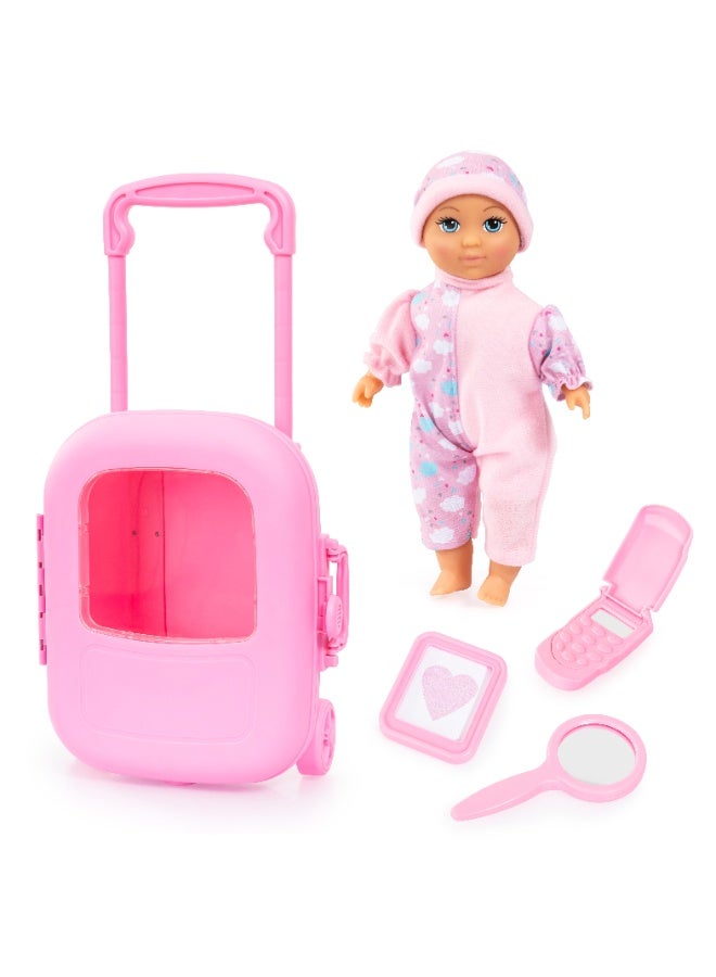 Bayer Design 92805AC Doll with Trolley and Accessories, Playset, Doll Accessories, Suitcase for Closing and Pulling - Image 1