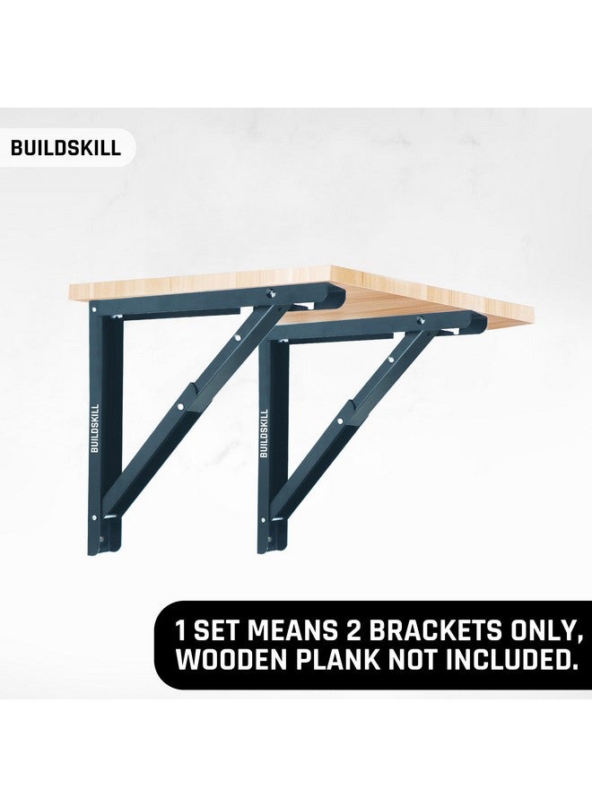 BUILDSKILL حامل رف قابل للطي 24 بوصة من بيلد سكيل، حامل طاولة قابل للطي بسمك 1.2 مم، مقاوم للتآكل وتصميم موفر للمساحة، حوامل للرفوف الجدارية ومحطات العمل، للاستخدام المنزلي والمكتبي (رمادي دا) (مجموعة من 2) - Image 4