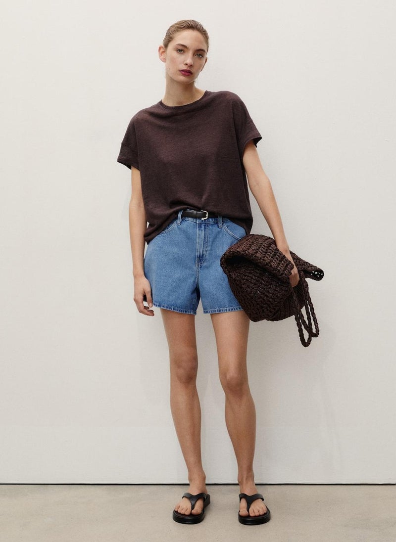 MANGO High-Rise Denim Shorts  - Image 4