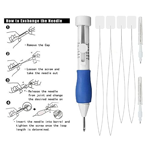 Acxico 9Pcs/Set Embroidery Punch Needle Kit with Case, Magic Embroidery Pen Set for DIY Sewing Craft Kit - Image 5