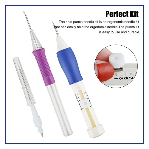Acxico 9Pcs/Set Embroidery Punch Needle Kit with Case, Magic Embroidery Pen Set for DIY Sewing Craft Kit - Image 3